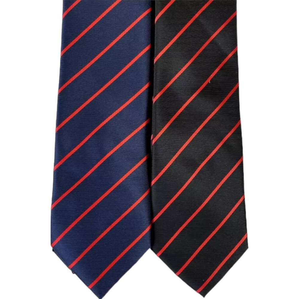 2 Scott Allan Collection Men's Necktie Tie Microfiber BlueBlack Red Striped